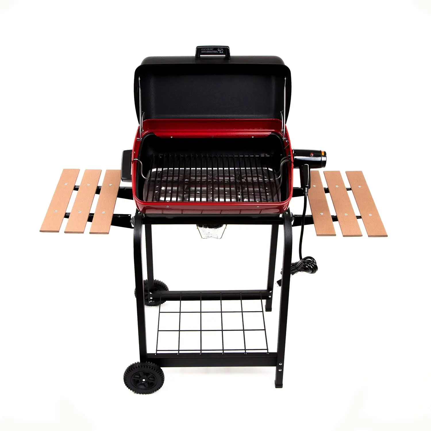 Portable Compact Easy Clean 200 Square Inch 3 Heating Zone Electric Cart Grill with Two Folding Tables