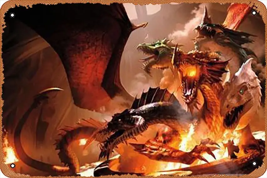 Metall-Blechschild – und Drachen – TIAMAT – Poster, Metallplakette, Café, Bar, Wanddekoration für Zuhause, liguihan01992-Aluminium