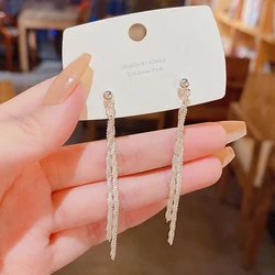 Simple Temperament Dangle Earrings for Women Luxury Long Tassel Earrings Fashion S925 Silver Needle Earring Jewelry Accessories