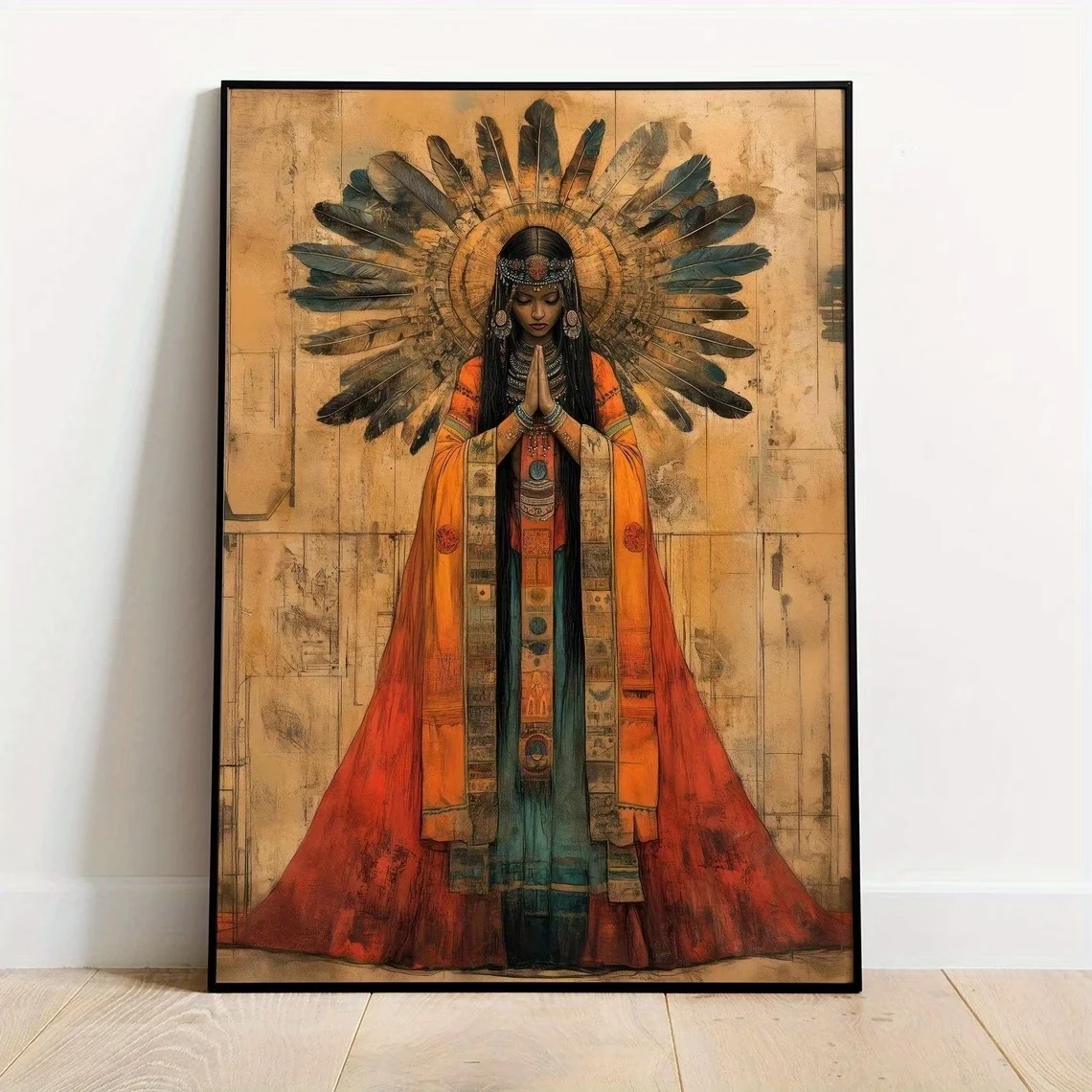 Retro Pachamama  Inca Goddess Of Fertility & Harvest Wall Art Print Canvas Painting Poster Picture For Bedroom Home Decor