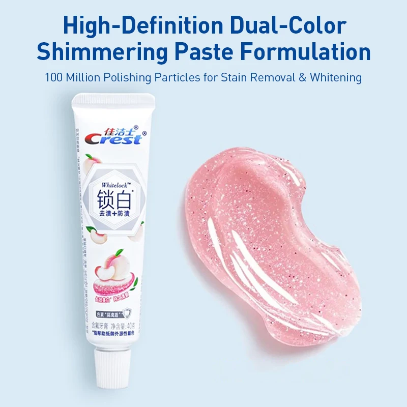Crest Dual-Color Toothpaste 40g/pc Stain Removal Prevention Polishing 6X Pigment Barrier