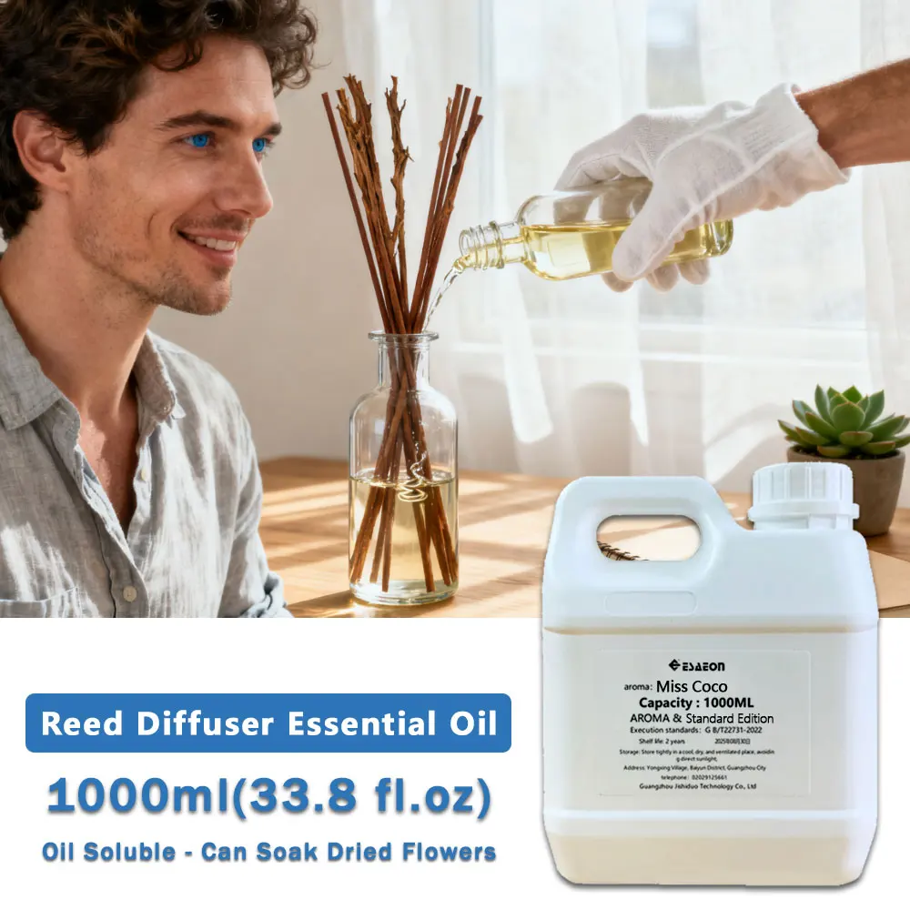 ESAEON 1000ml (33.8 fl.oz) Miss Coco/Hilton Essential Oils - For Reed Diffuser & Fireless Aromatherapy, Aroma Reed Diffuser Oil