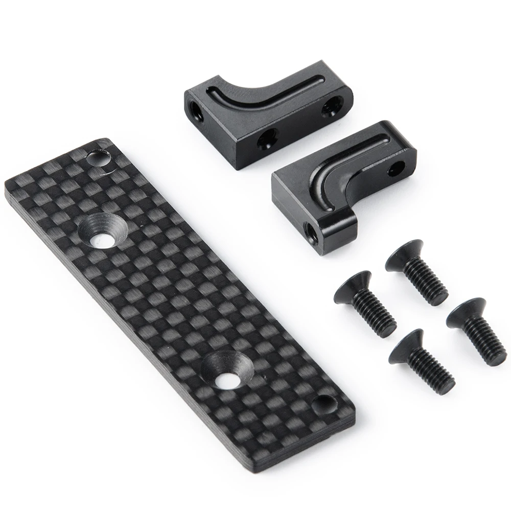 AXSPEED Aluminum Alloy Servo Mount and Carbon Fiber Skid Plate Fixed Bracket Set for 1/10 Axial SCX10 Capra Wraith 90048 Parts