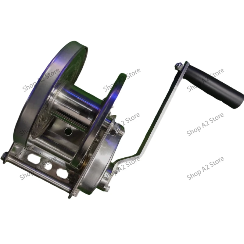 Stainless Steel Self-Locking Hand Crank Winch, Heavy Duty Manual Wire Rope Hoist for Lifting, Pulling & Trailer Towing
