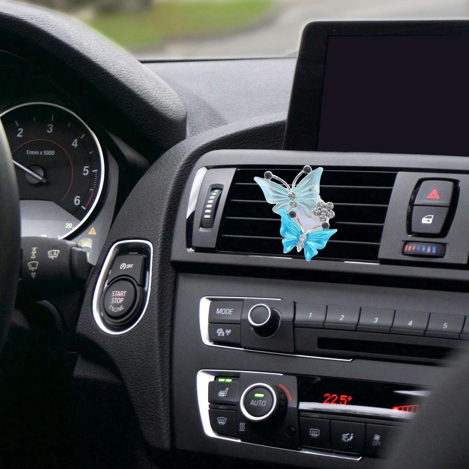 

2Pcs Air Vent Clips Perfume Decoration Butterfly Accessories Blue Green Stylish Long Lasting Easy Installation Car Models Car