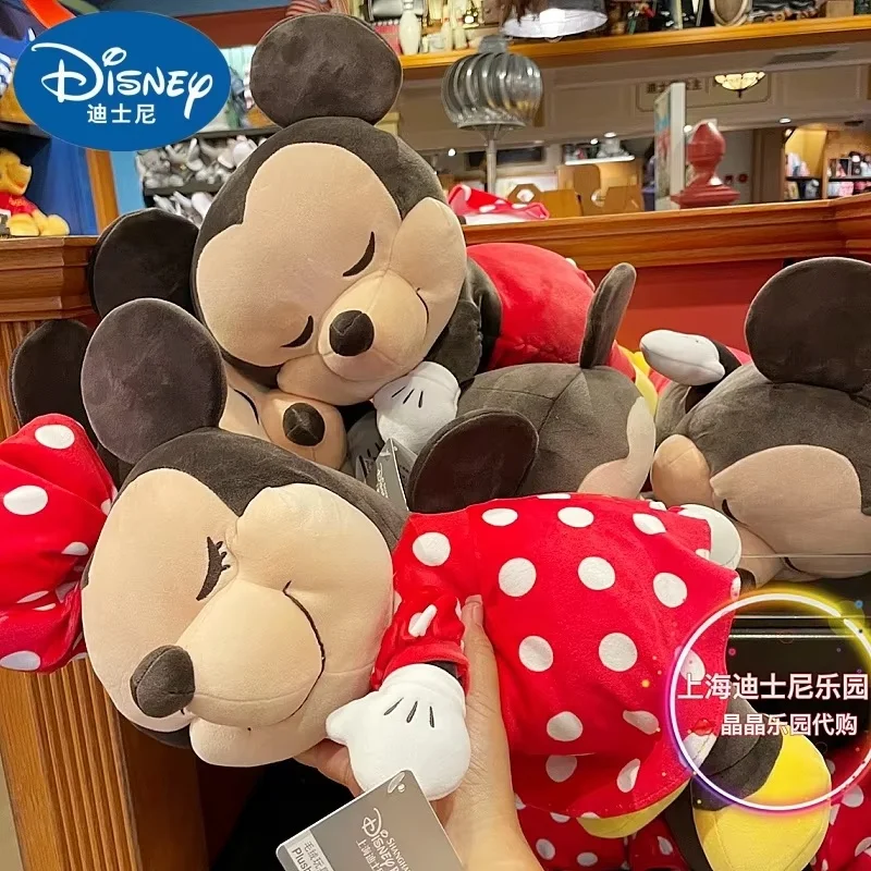 

Original Disney Mickey Mouse Minnie Plush Lying On Tummy Toys Throw Pillow Home Decorations Children Birthday Christmas Gift Toy