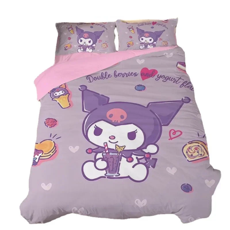 Sanrio Series Girls' Bedroom Single Bed 4pcs Set Quilt Cover Set, Bedspread, Pillowcase, Bedding, Cartoon Coolomey Cute