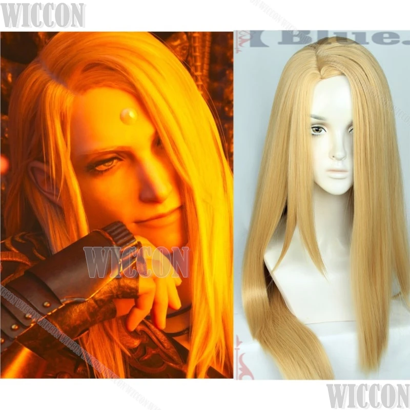 Zenos yae Galvus Game FF14 FF XIV Косплей 80 см Длинный Светлый Парик Ожерелье Опора 1 СМ Жемчужные Наклейки Хэллоуин Карнавал Человек Comic Con