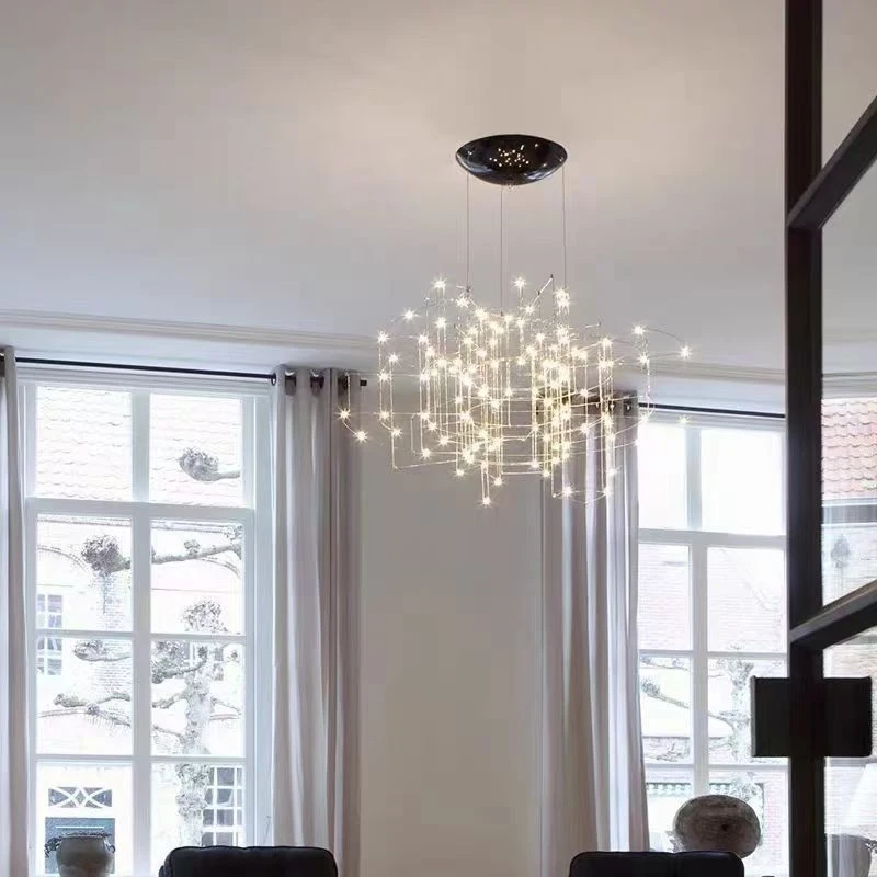 Duplex staircase chandelierliving room hall modern creative starry sky clothing store front desk bar counter firefly chandelier