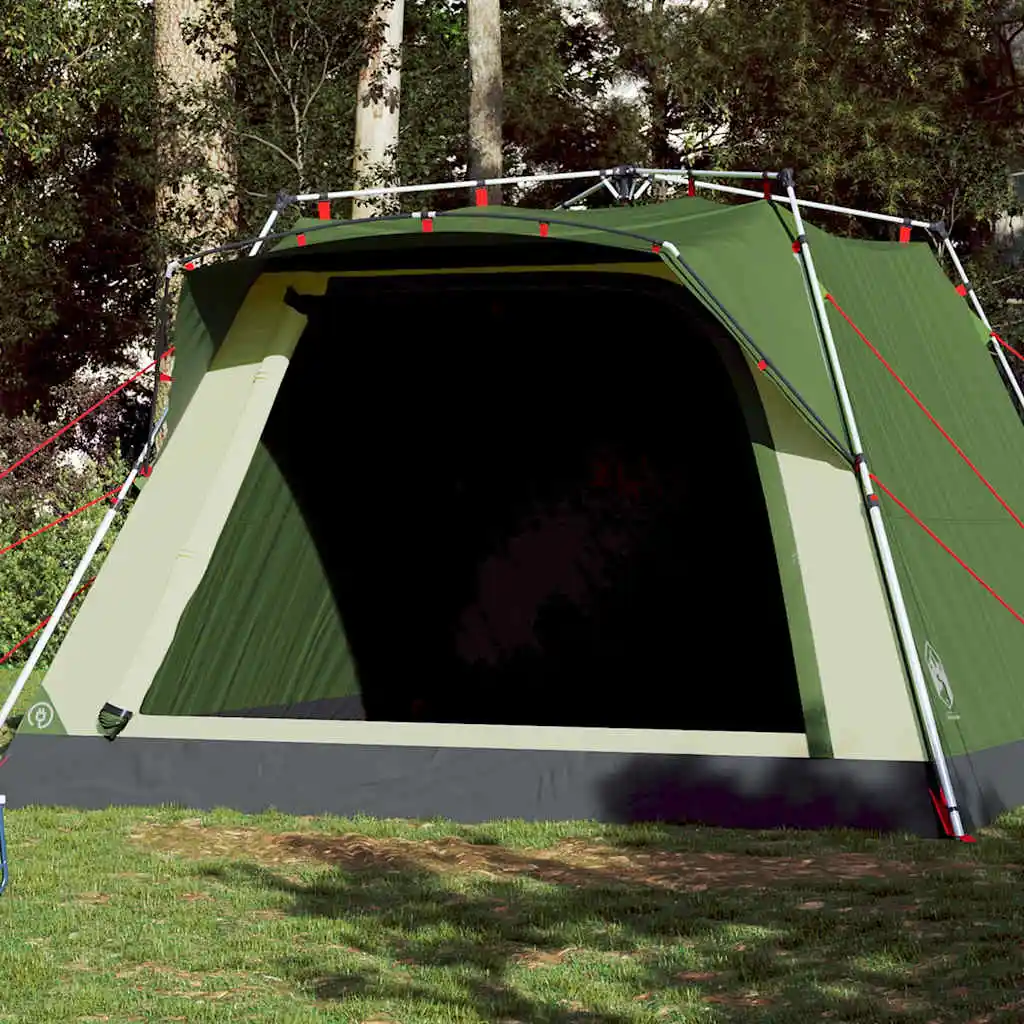 Tente de camping pour 4 personnes, verte, à démontage rapide, équipement de camping portable pliable pour la famille, auvent anti-UV