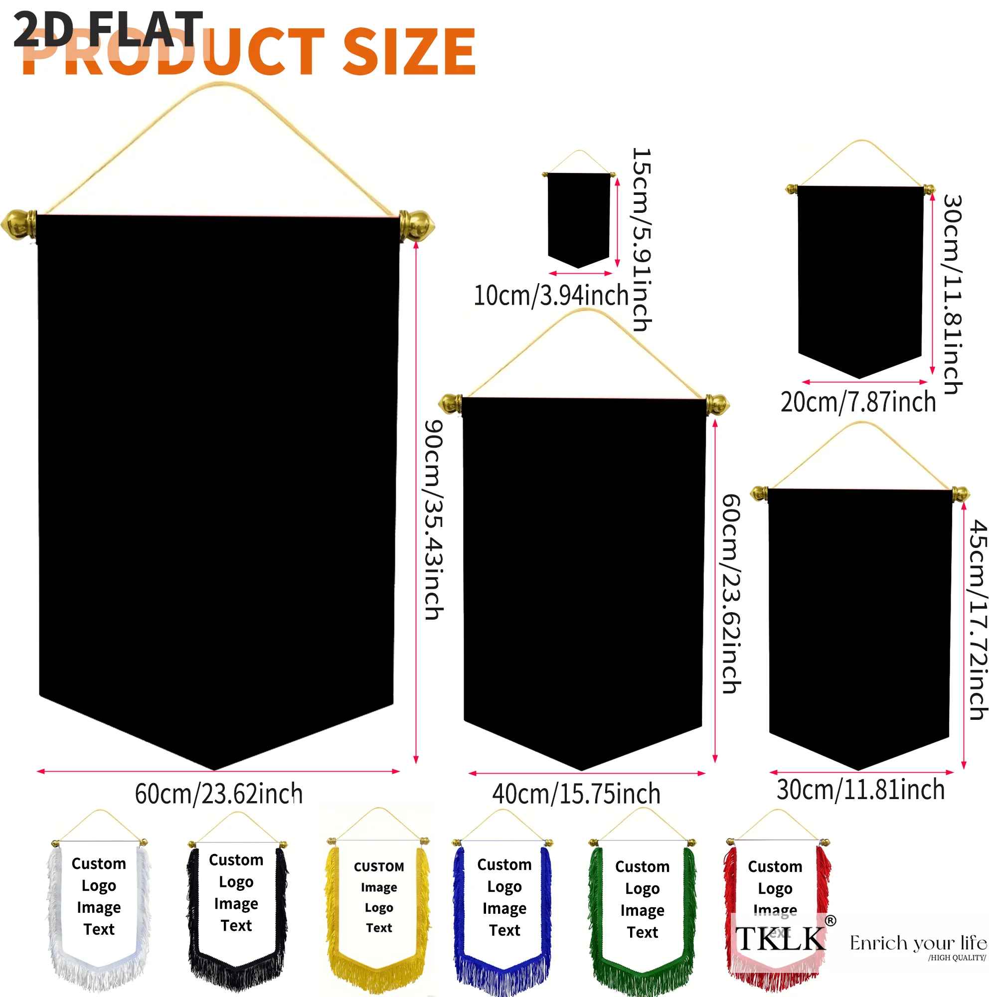 1pc Custom  Polyester Hanging Party Flag Banner With Tassels- Bohemian Style Polyester Home Decoration, 3-ply Flag Banner