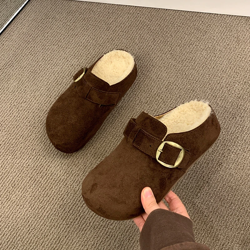 الخريف والشتاء منصة جديدة الشتاء المخملية باوتو المرأة نِعال من الفراء 2025 أحذية قطنية الرجعية #3