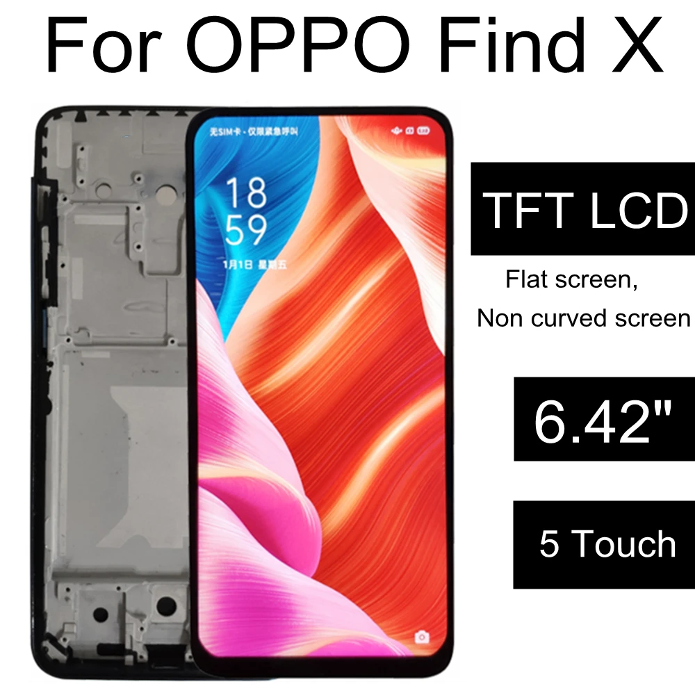 6.42  TFT LCD For OPPO FIND X CPH1871 PAFM00 LCD Display TOUCH Screen For OPPO Findx Digitizer Replacement Accessories Assembly