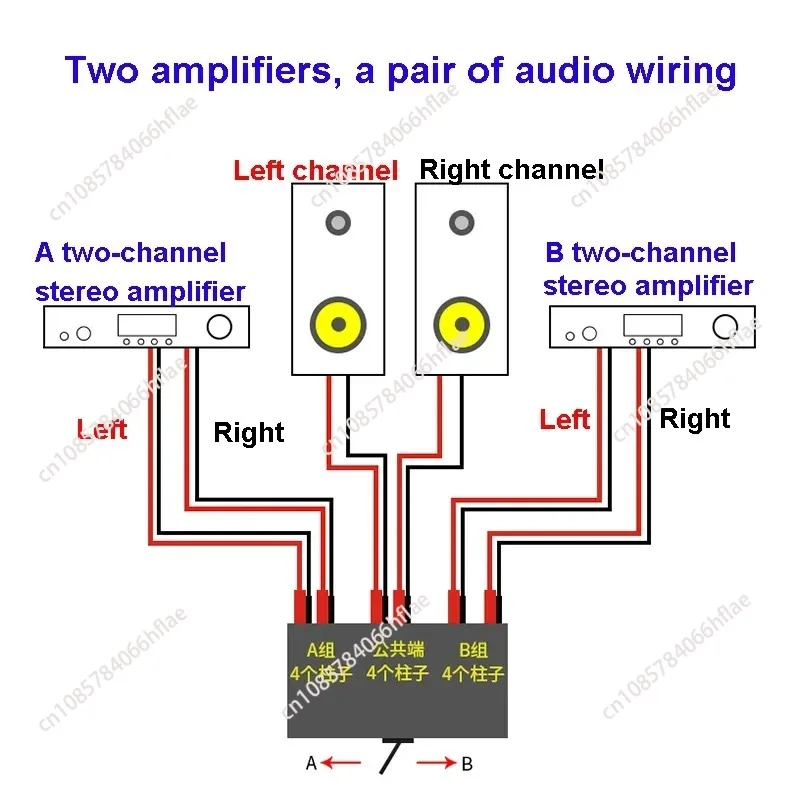 2 Input 1 Output Audio Switch Amplifier Speaker Distribution Controller