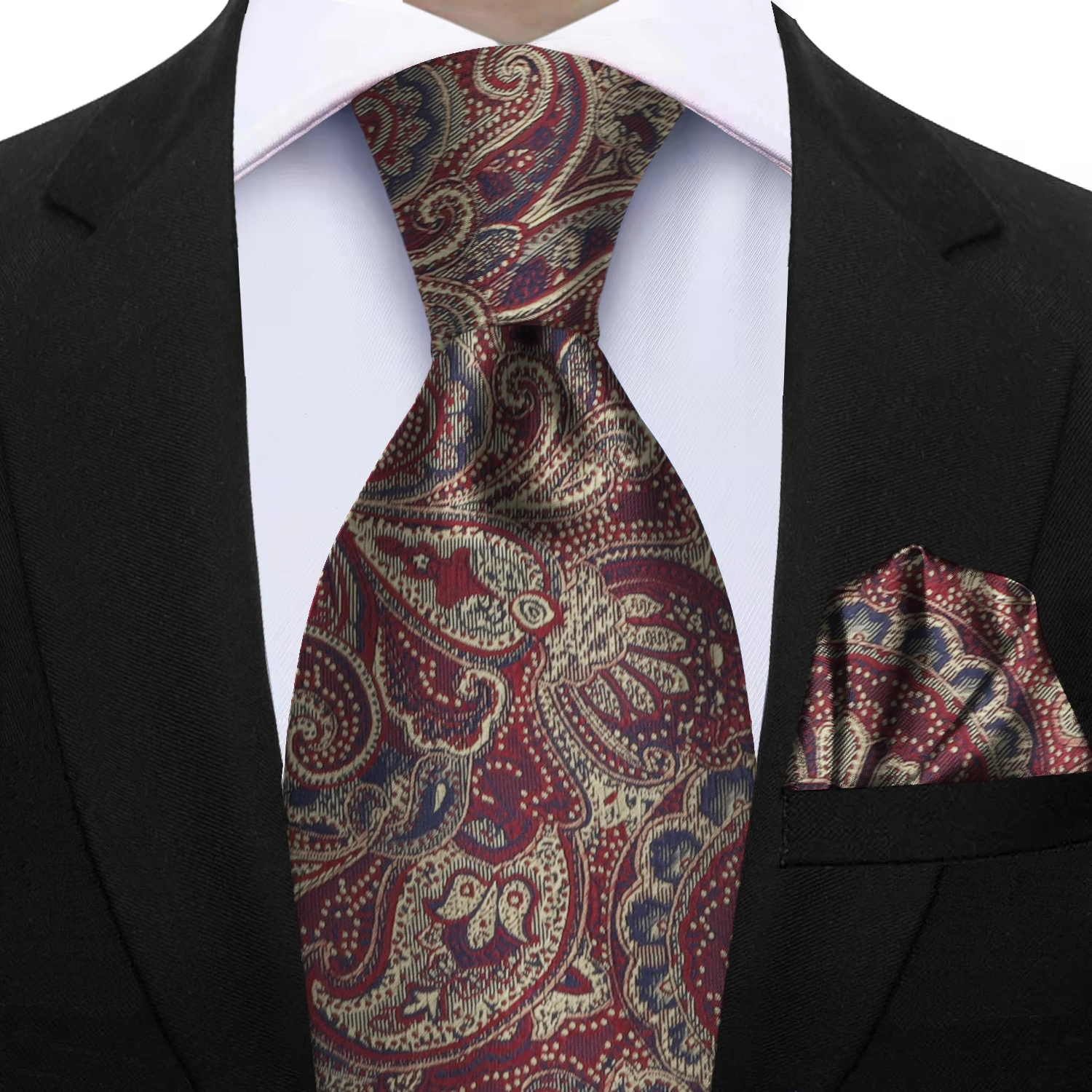 Men's 2pcs Paisley Tie Set Luxury Wedding Blue Brown Grey Necktie Handky Gift For Men Fashion Designer Business Party Tie Gift
