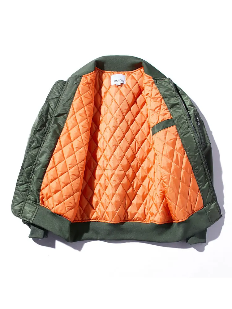 الرجال Thiened القطن Jaet MA الطيار معطف الخريف الشتاء البيسبول Sle الشباب الاتجاه ort سستة إغلاق معطف اللون #3