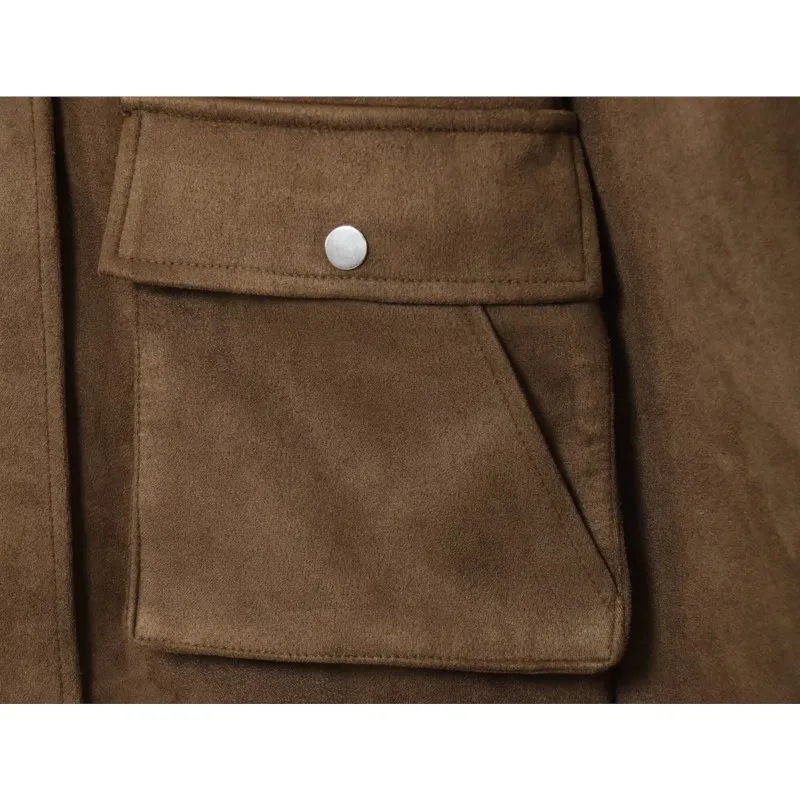 Giacca bomber in pelle da donna con tasca con cerniera Giacca corta autunnale a maniche lunghe con colletto rovesciato Giacca femminile causale