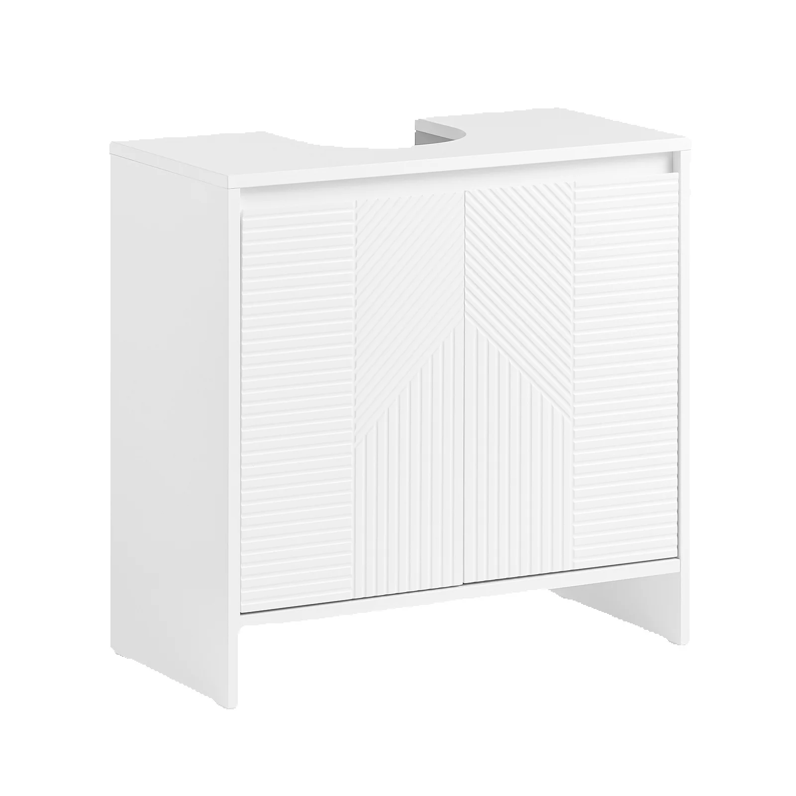 SoBuy BZR157-W Waschbeckenunterschrank Badmöbel Weiß mit verstellbaren Regalen feuchtigkeitsbeständig für kleine Bäder 60x61x30