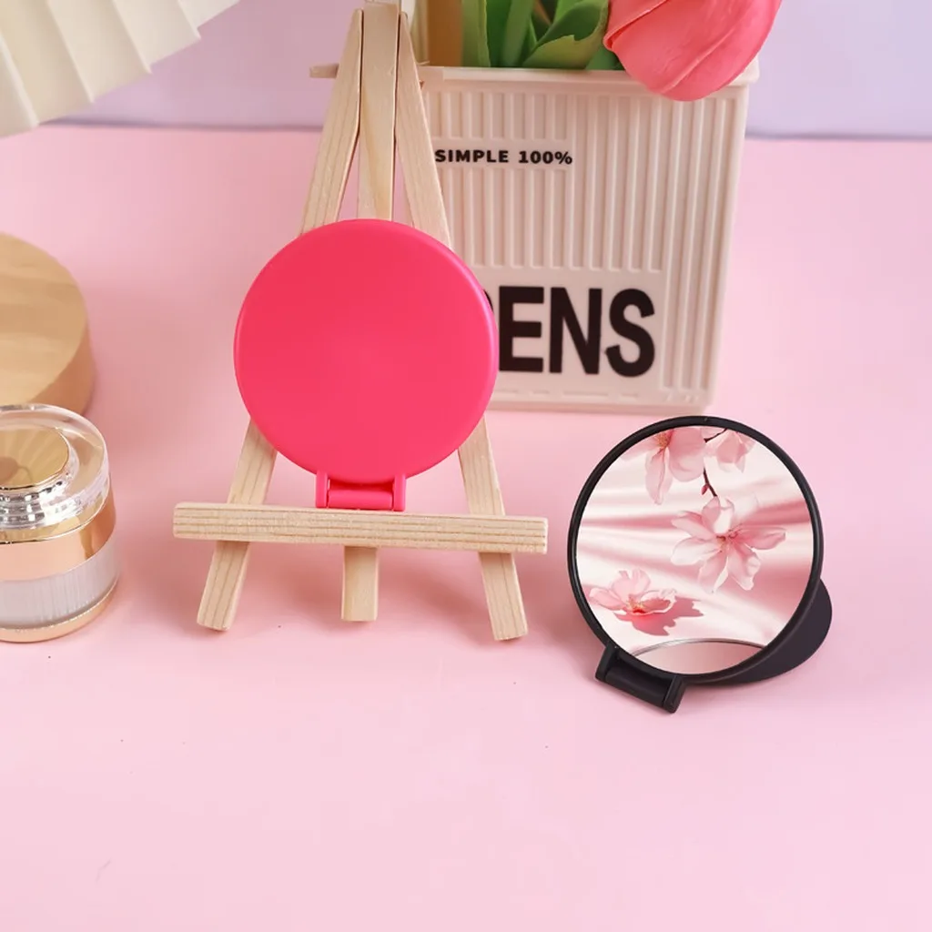 Folding Makeup Mirror Round Travel Makeup Mirror Tabletop Makeup Mirror Travel-Friendly For Tabletop Use Handheld Use Small Gift