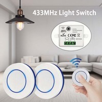 RF433Mhz Wireless Remote Control Light Switch Mini Round Button Wall Panel Switch 220V 110V 10A Relay Receiver For Home LED Lamp