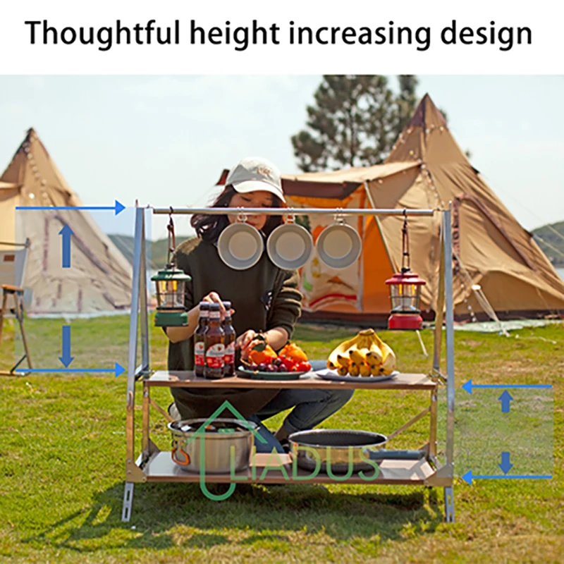 

Портативный складной стеллаж для хранения на открытом воздухе, органайзер для кемпинга, подвесная полка, компактный стол, экономия места, простая установка, многослойный