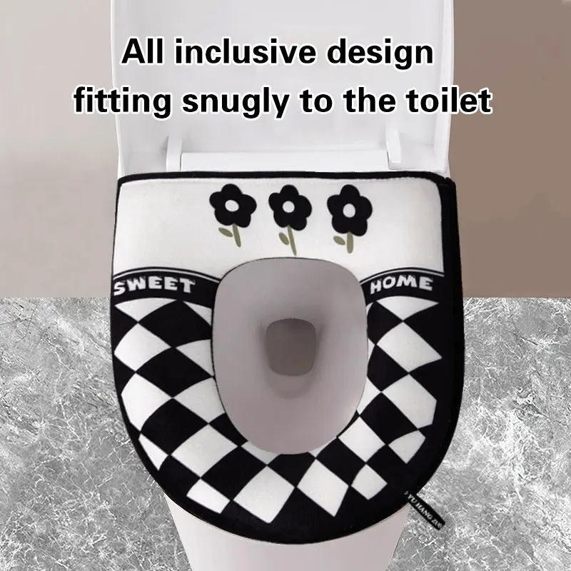 غطاء مقعد المرحاض للحمام، وسادة قطيفة ناعمة للشتاء الدافئ، قابلة للغسل، وسادة مقعد المرحاض، غطاء دافئ