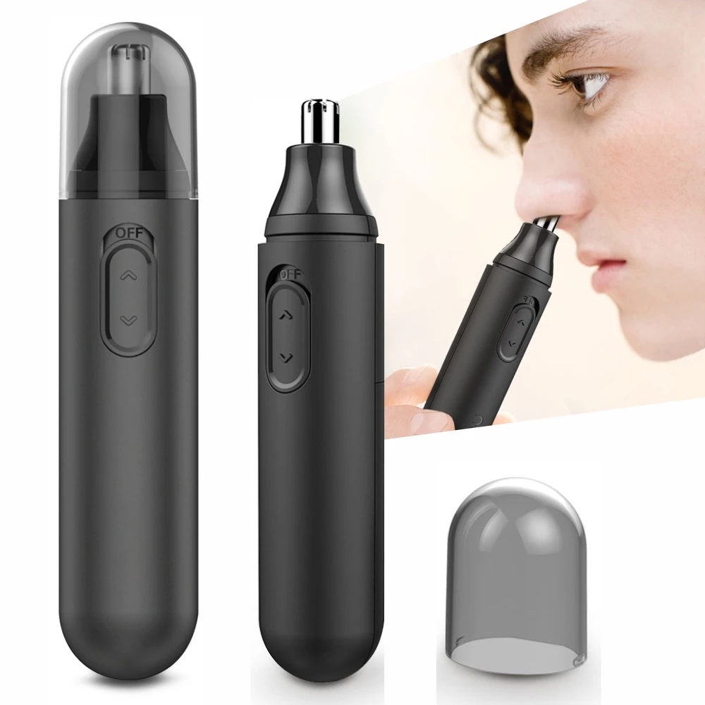 

Триммер для волос в носу и ушах 2-в-1 на батарейках — безопасный персональный инструмент для ухода за волосами для мужчин и женщин, портативный дизайн