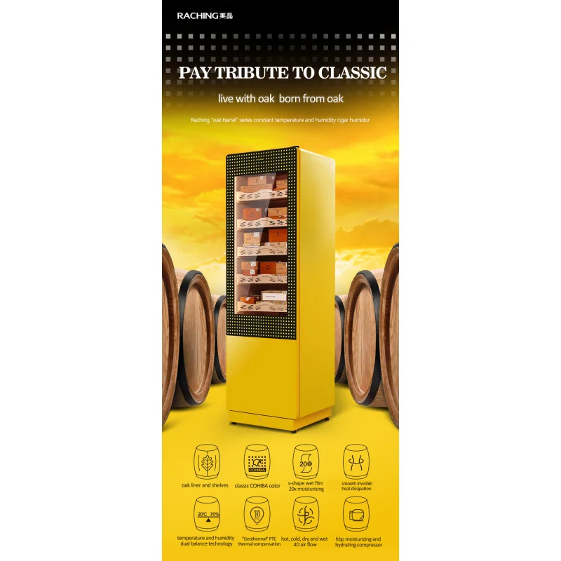 custom.RACHING Factory New Arriving COH300A Cigar Humidor Cabinet Display and Storage