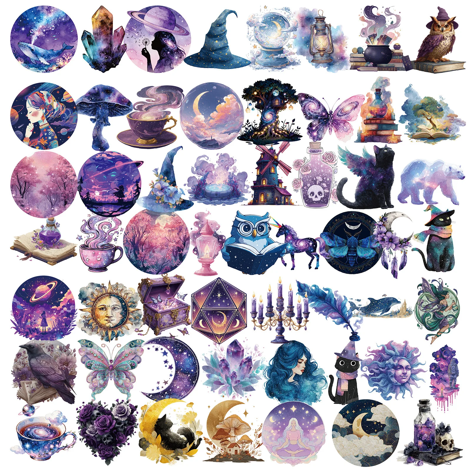 

56 шт. наклейка «Волшебная планета», креативное высококачественное фиолетовое украшение из материала, водонепроницаемая и прозрачная наклейка для домашних животных