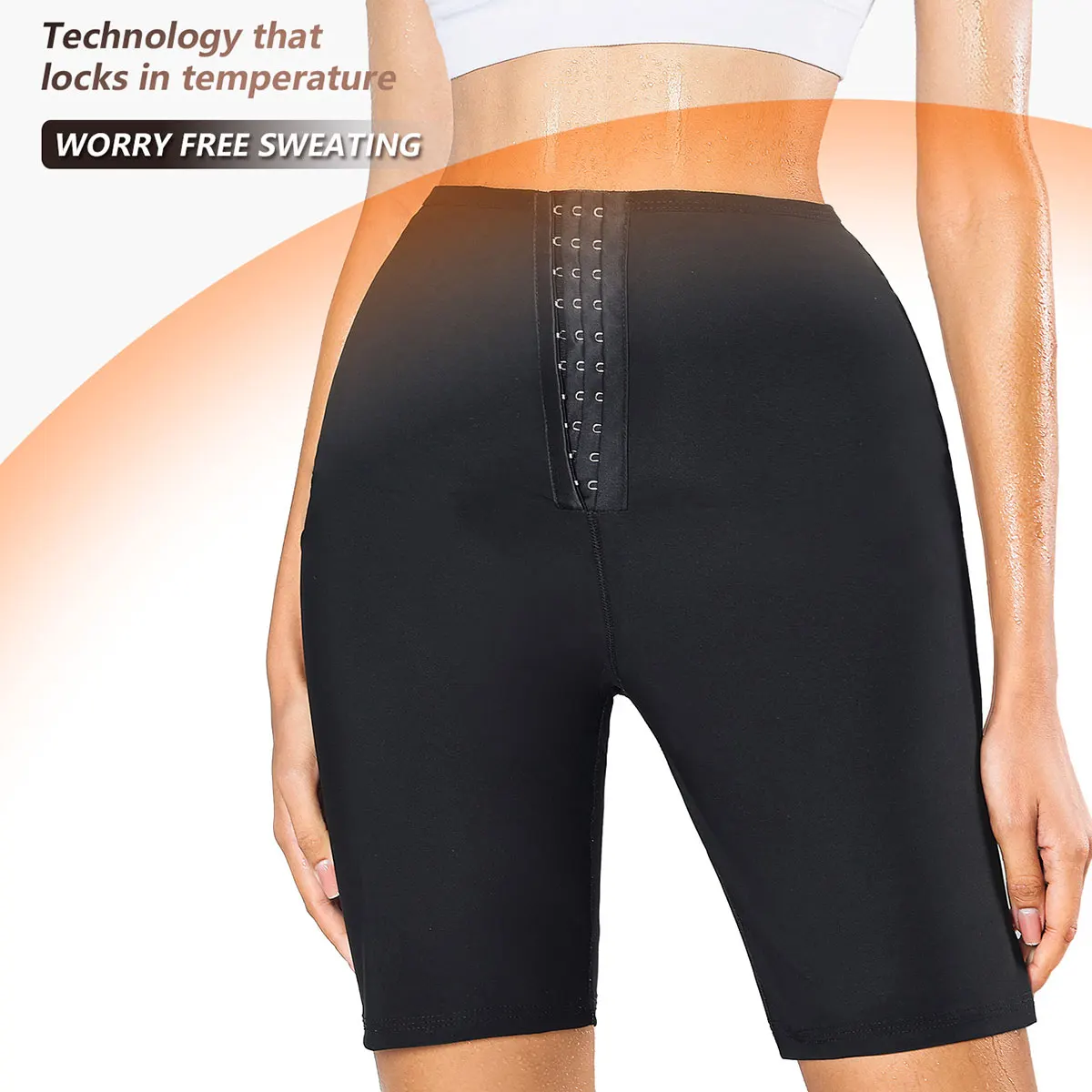 Ladies' High Waist Sauna Shorts, Thermal Shaping Hip-Lifting Tights, Adjustable Sweat-Absorbent Cropped Pants, and Sports Shorts image 3