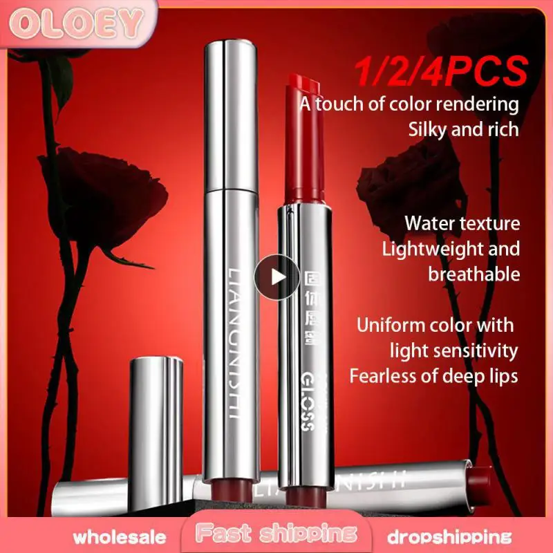 1/2/4PCS Moisturizing And Locking Water Press Solid Lip Gloss Natural Color Lighten Lip Lines Pouty Lip Gloss Mirror