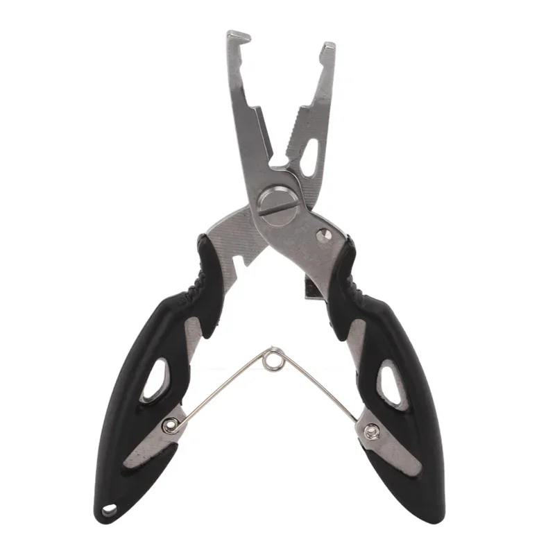 Fishing Lure Plier Scissors Return Spring Latch Bend Design Comfortable Handle Needle Nose Pliers Eagle Nose Pliers Black