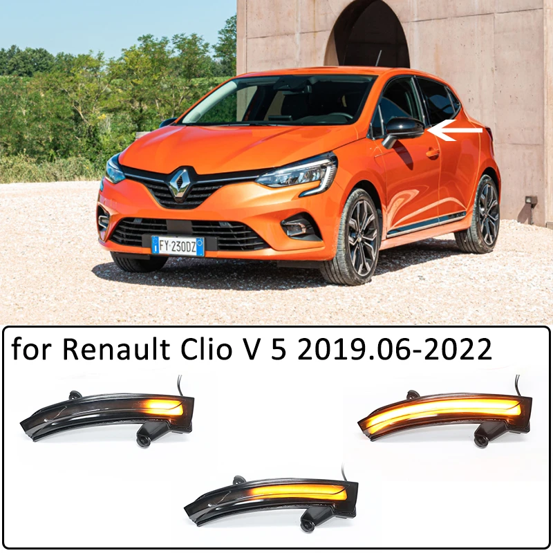 For Renault Clio V Lutecia 5 2019.06-2022 Dynamic LED Side Mirror Turn Signal Light Sequential Indicator Blinker Light Lamp