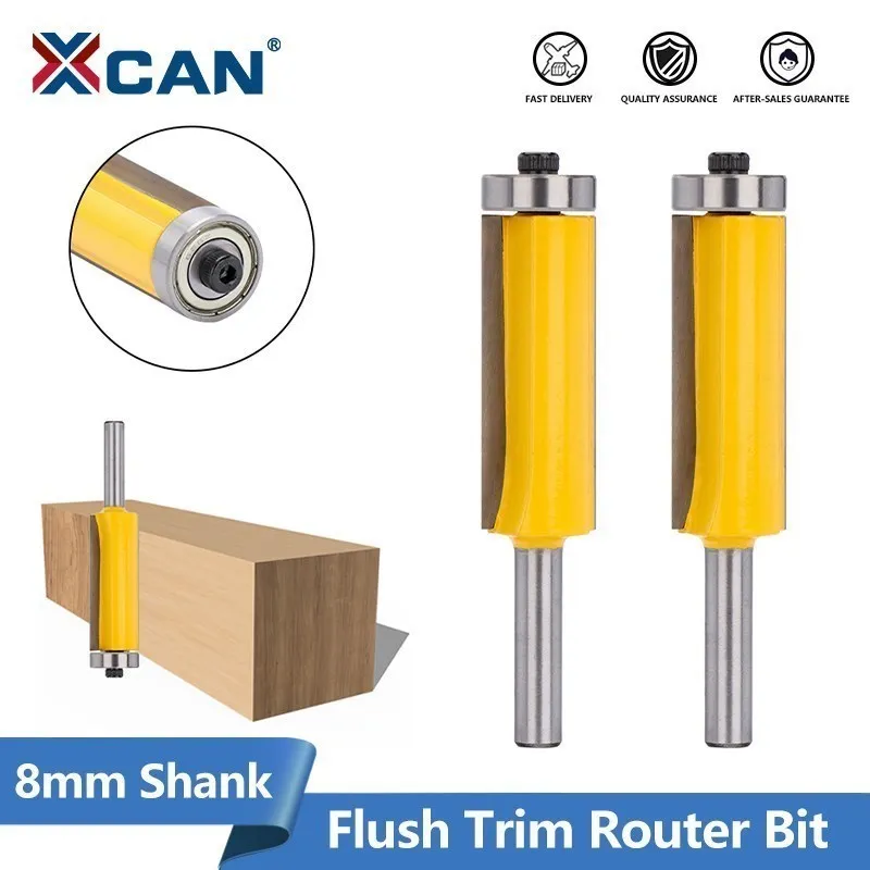 

XCAN Router Bit 8mm*19.05*50.8 Flush Trim Router Bit with Bearing Carbide Wood Milling Cutter for Woodworking