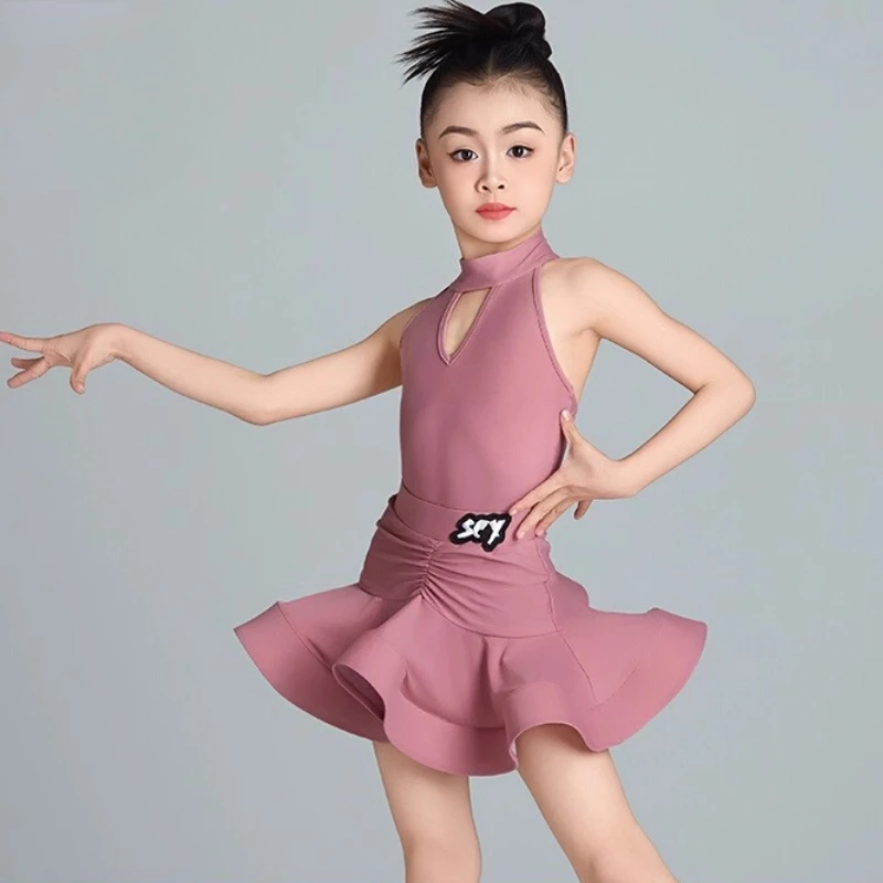 

Cha-cha dance Samba summer fishbone dresshalter professional performance set and practice suit for girls in Latin dance costumes