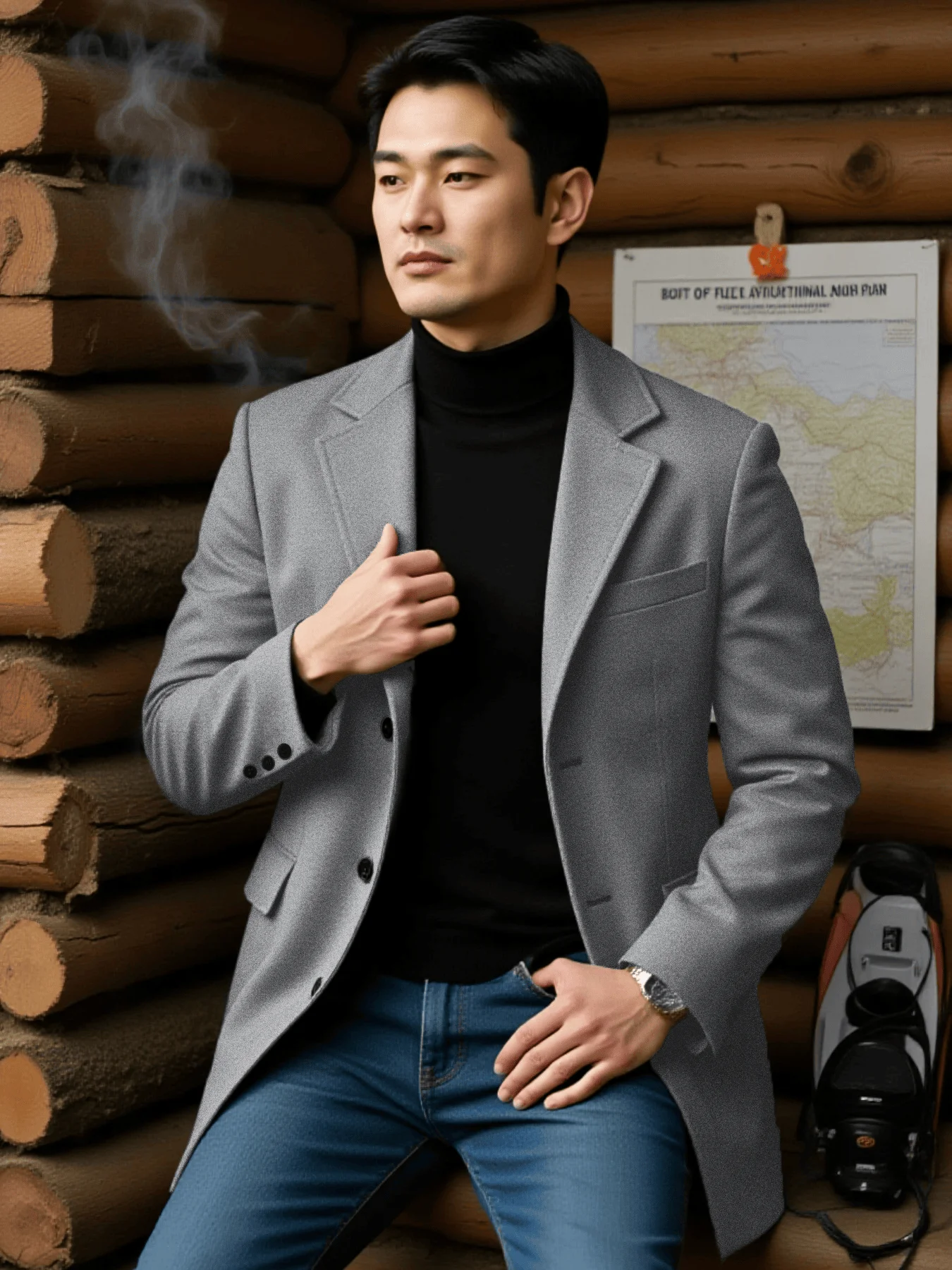 

Winter Selected Men's Woolen Single-Breasted Overcoat Thickened Wool Blends Coat Windproof Excellent Warm Performance Jackets