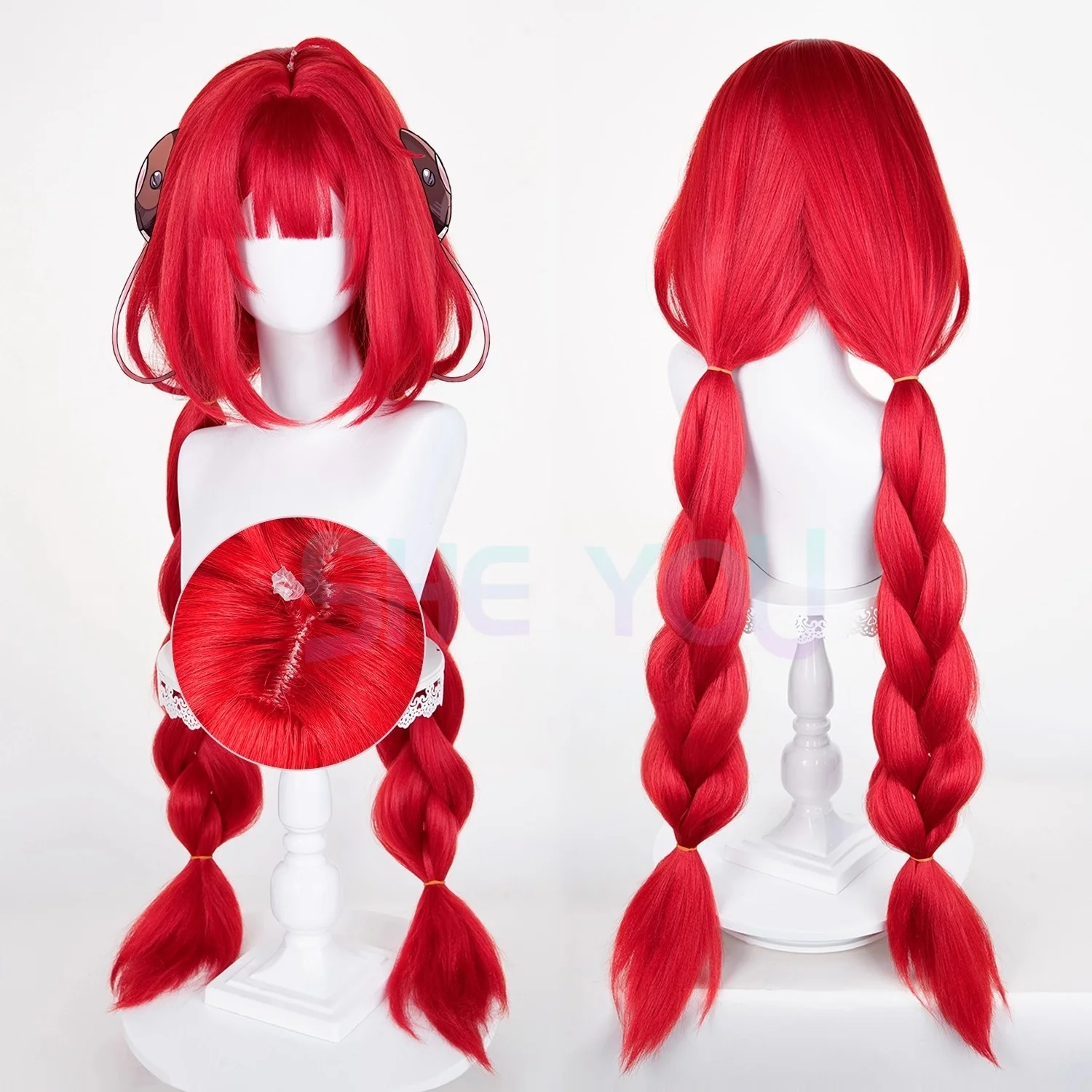 

ZZZ Ukinami Yuzuha Cosplay Wig 100cm Long Red Wig Cosplay Anime Heat Resistant Synthetic Wig for Halloween Costume