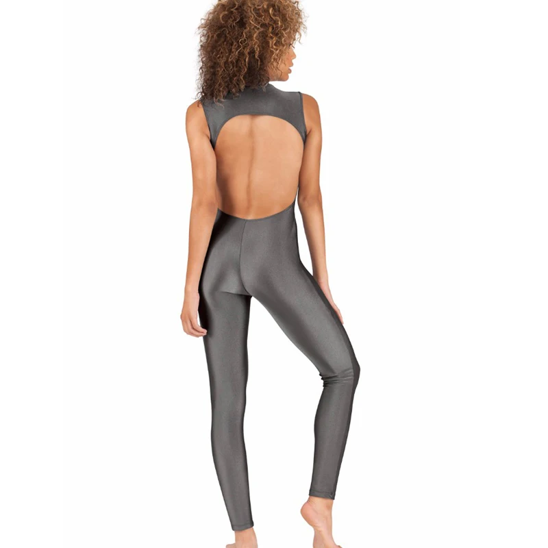 Backless Unitards Spandex Ballet Dance Wear Costume for Adult Catsuit Sleeveless Bodysuit Gymnastic One Piece Full Body Jumpsuit