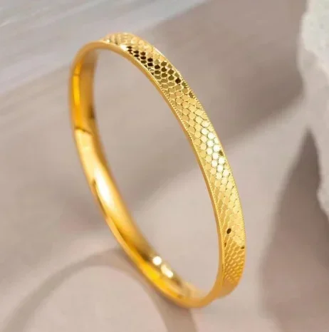 18k gold bangles non demolding bangle for women 8mm width 54-60mm