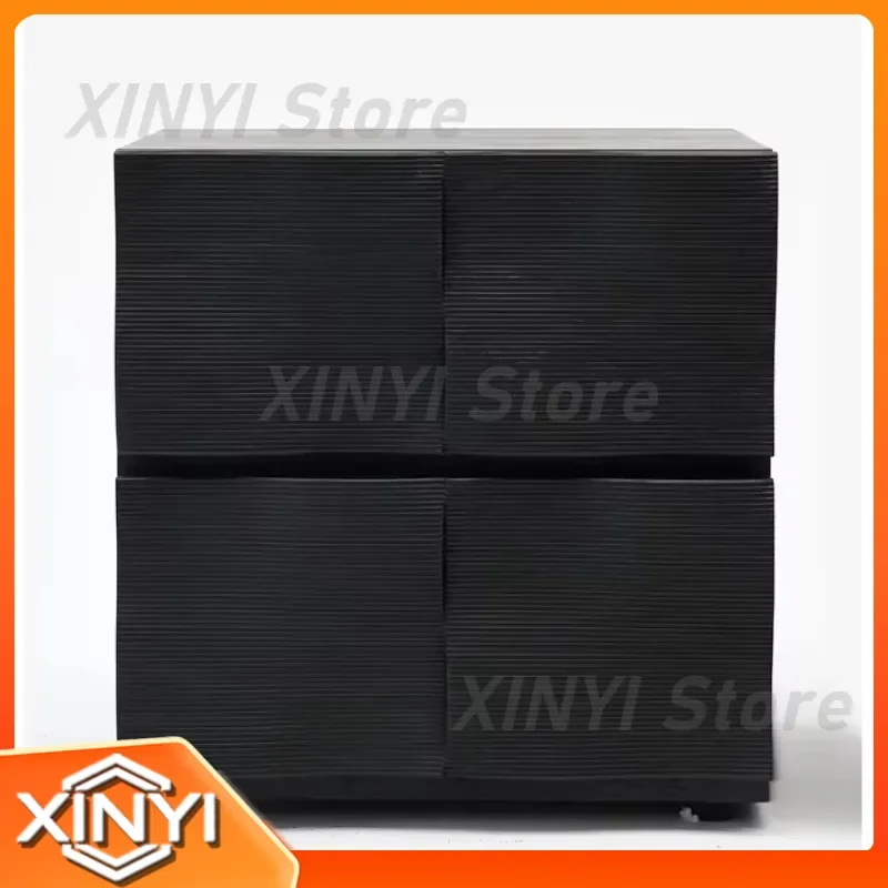 for Contemporary Black Walnut Wood Bedside Cabinet with Water Ripple Texture Solid Wood Bedroom Storage 2 Drawers Modular