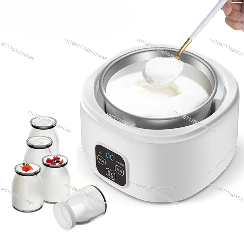 Electric Yogurt Maker Automatic Multifunction Natto Rice Wine Yoghurt Fermenter Machine 1L Stainless Steel Liner 4 Leben Cups EU