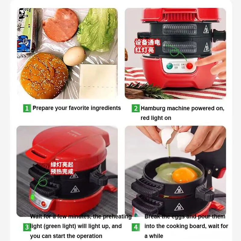 Waffle Breakfast Maker Multi Functional Two Storey Sandwich Bread Maker home Frying and Baking Electric Cake Pan European Style