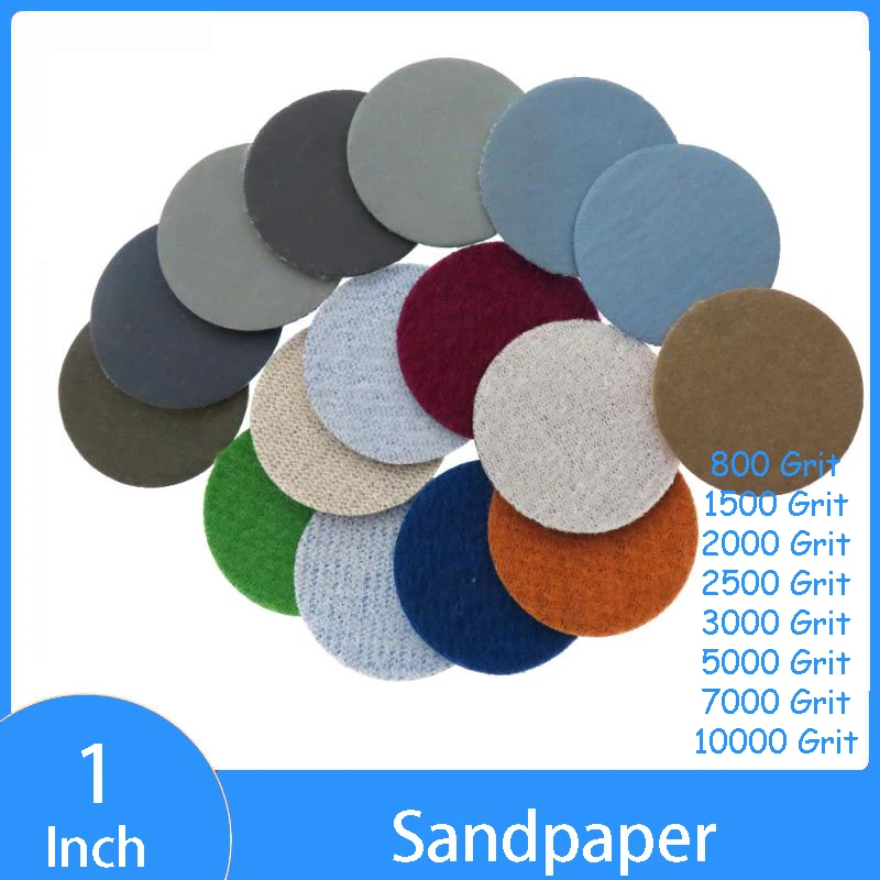 50pcs 1 Inch Sandpaper Disc Hook and Loop Sandpaper Wet Dry 800-10000 Grit Sanding Discs For Wood Drill Grinder Rotary Tools