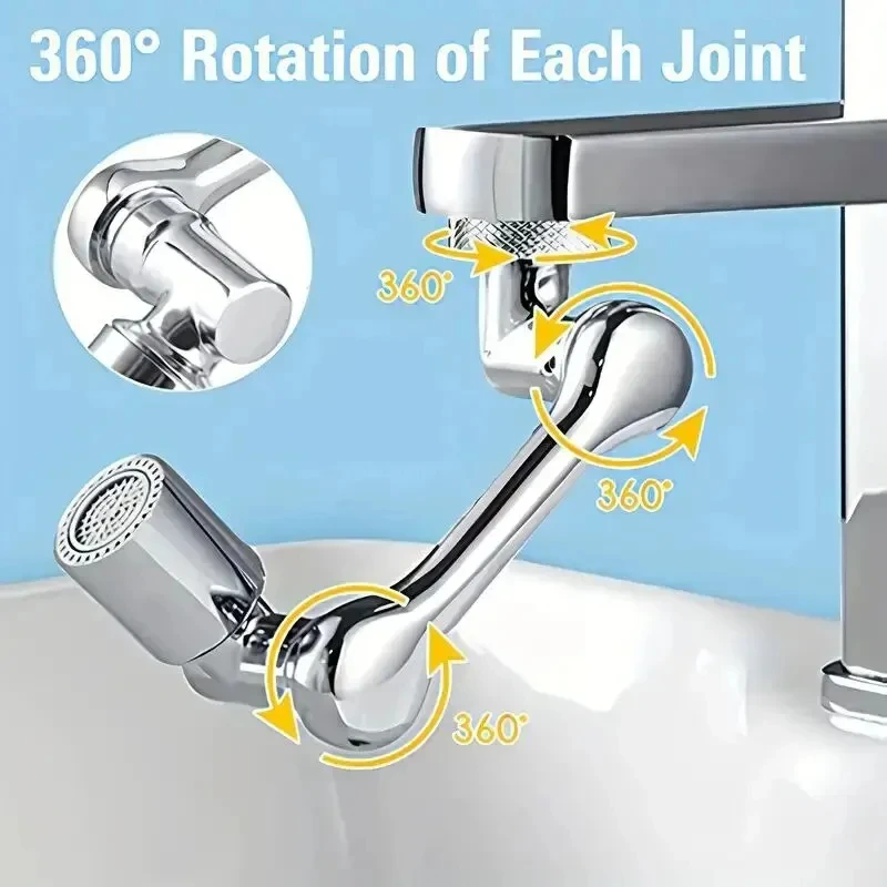 Buse de robinet d\'eau rotative à 1080 °, tête de pulvérisateur, adaptateur d\'extension HOTap universel, aérateur, 2 modes de pulvérisation