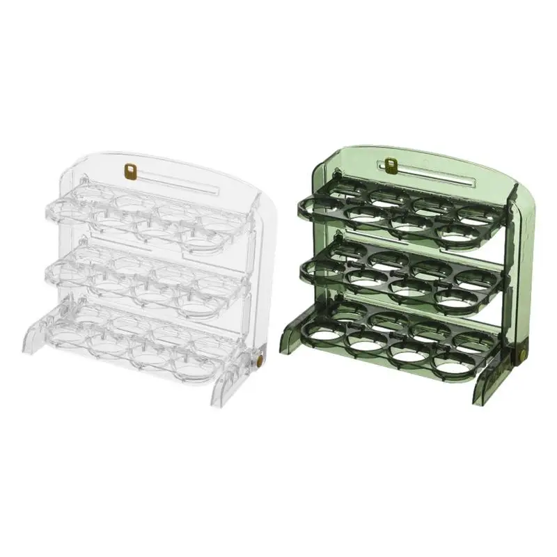 

Egg Organizer Holder 3-Tier Egg Rack Foldable Storage Dispenser Space-Saving Egg Organizer Shelf For Kitchen Freezer Countertop