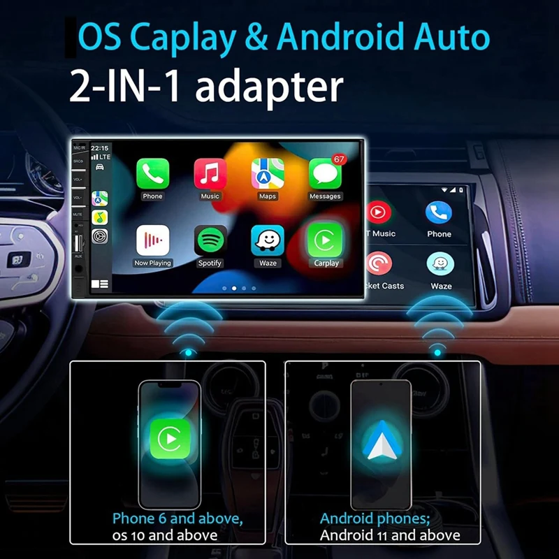 2 In 1 Wireless Carplay Adapter Android Auto Wired To Wireless Smart Box Adapter For Iphone+ Android+Car From 2016