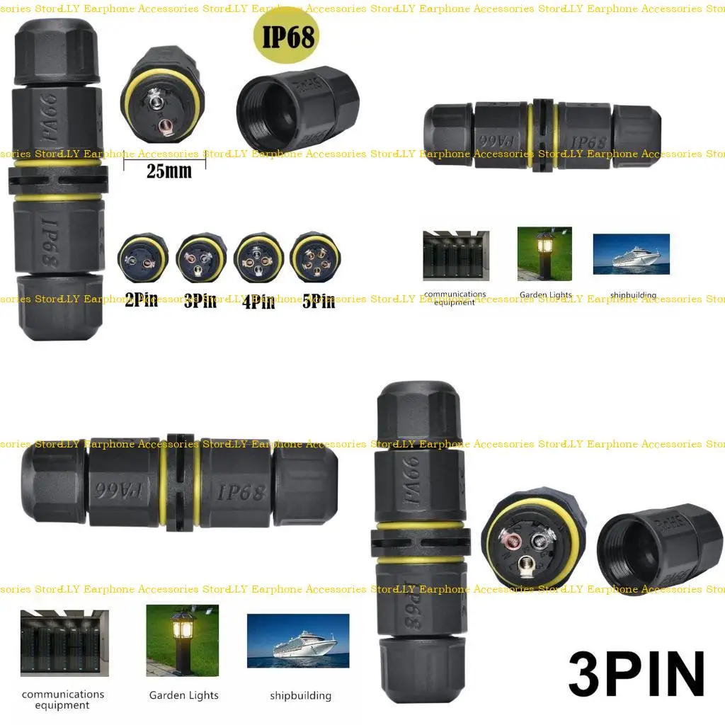 

462E IP68 Waterproof Seal Adapter M20LED Straight Through Connector 2pin 3pin 4pin 5pin Wire to Wire Self-locking Screwspin