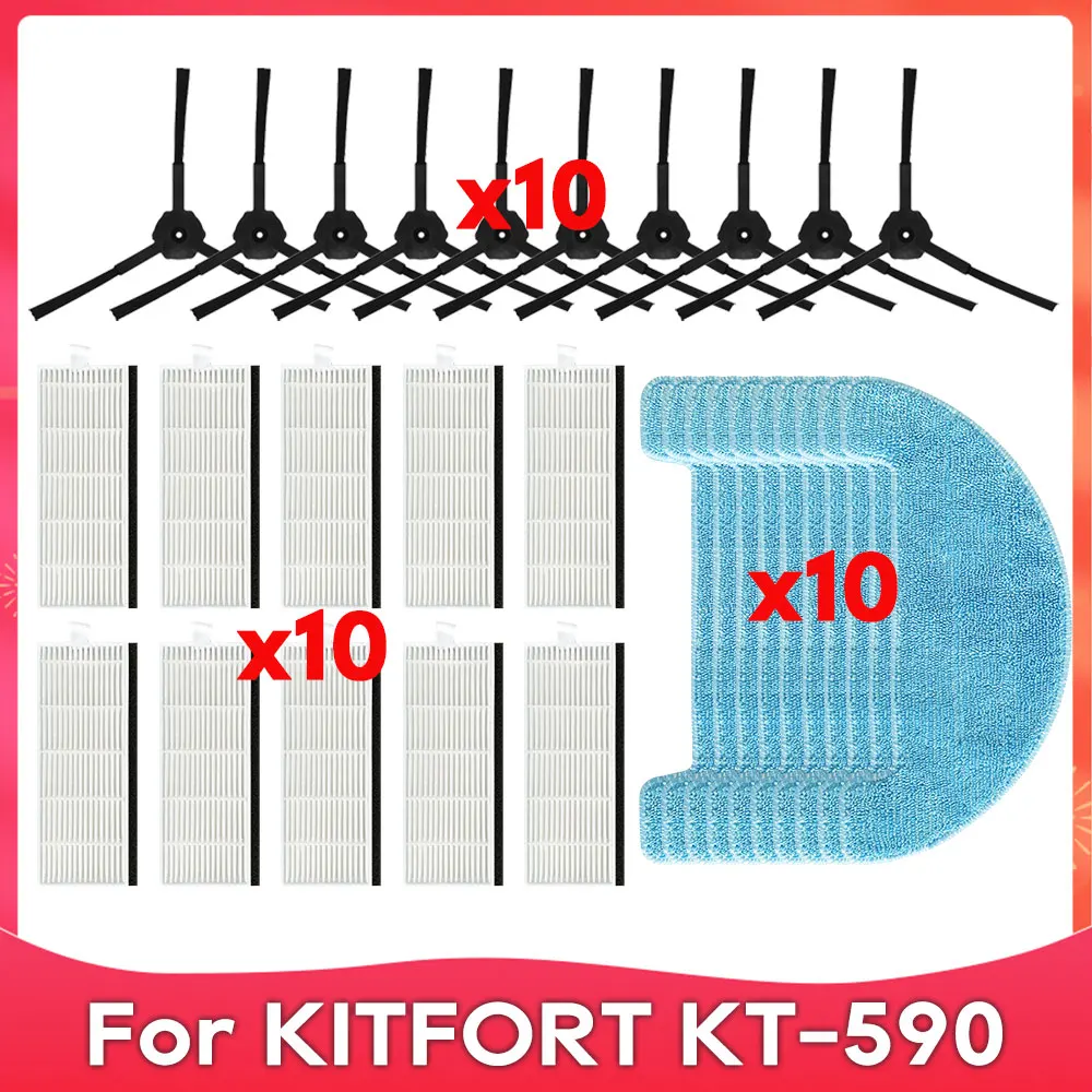 

Fit For KITFORT KT-590 Side Brush Hepa Filter Mop Cloths Rag Robot Vacuum Cleaner Accessories Spare Part