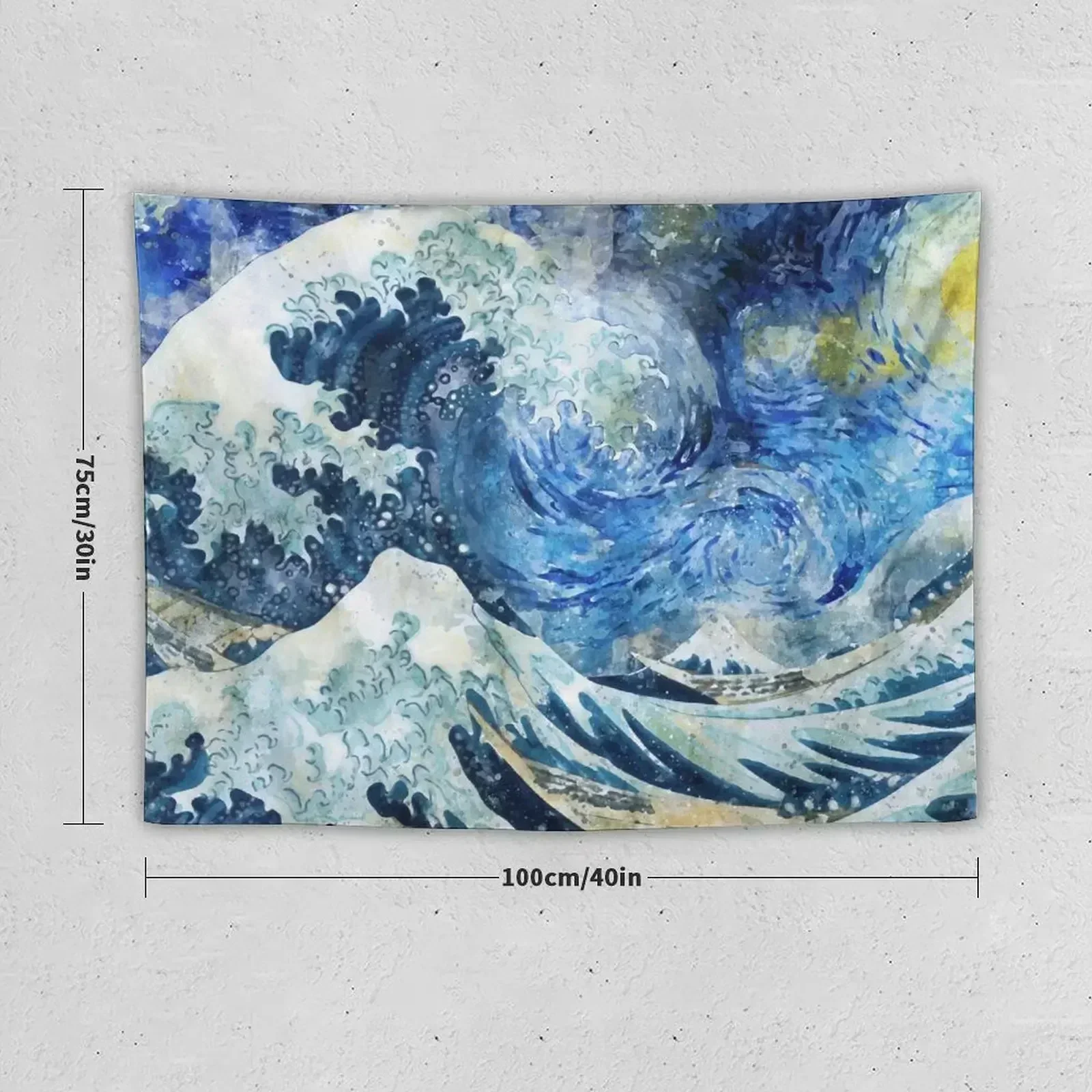 Great Wave During a Starry Night(Click on Artist Notes) Tapestry Room Decorator Room Decorations Tapestry