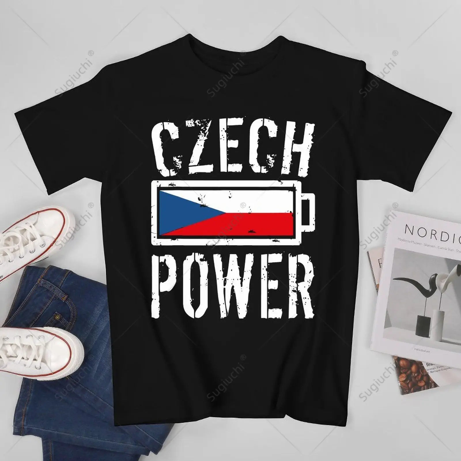Unisex Men Czech Republic Flag POWER Tshirt Tees T Shirts Women Boys 100% Cotton T-Shirt